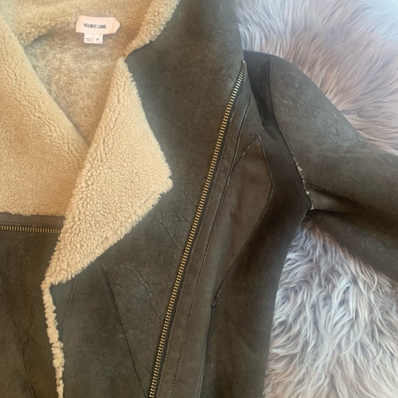 Helmut Lang Shearling Hooded Leather Coat Petite - Picture 9 of 10